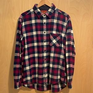 Men’s Check & Color flannel button up shirt, size Large